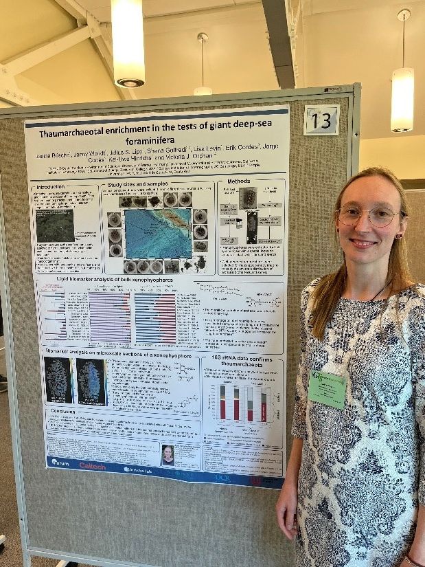 Janina Bösche in front of her poster at the conference